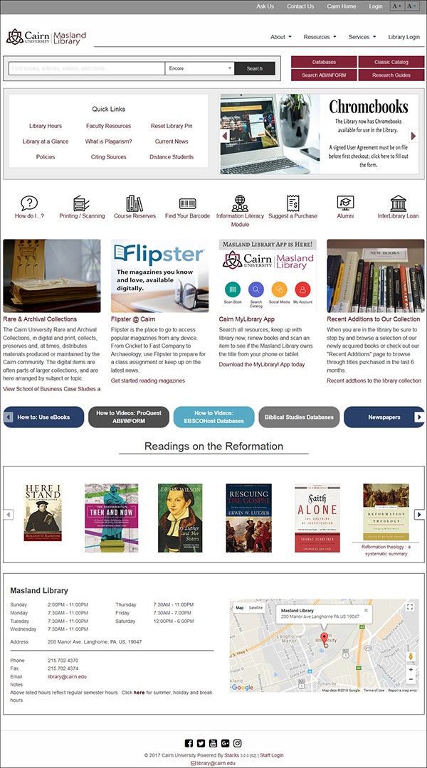 cairn university homepage screenshot thumbnail