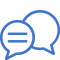 chat two bubbles words icon mblue