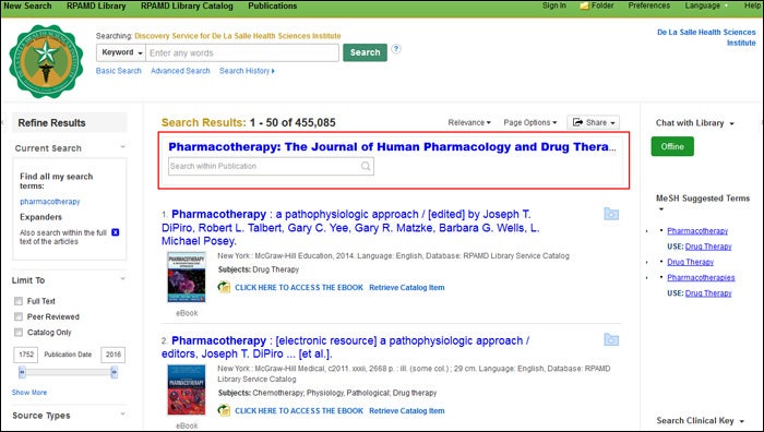 de la salle health sciences institute exact match screenshot   