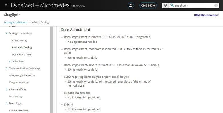 dynamed micromedex screenshot