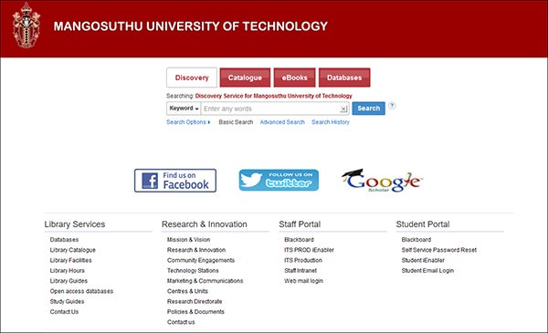 mangosuthu institute eds search screenshot
