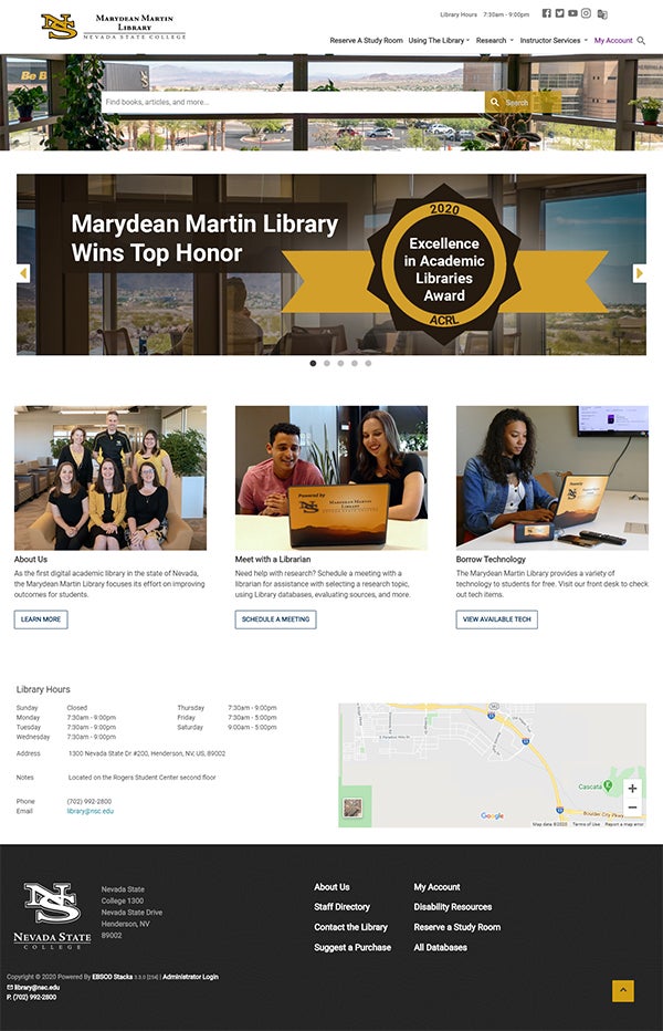 nevada state college homepage screenshot