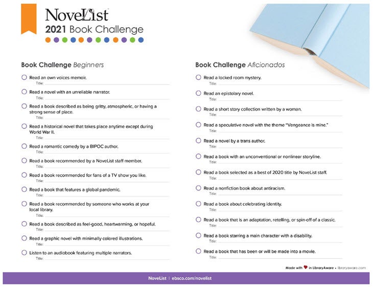 novelist reading challenge image