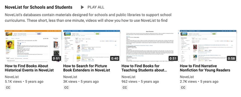 novelist idea center curriculum support playlist screenshot web image
