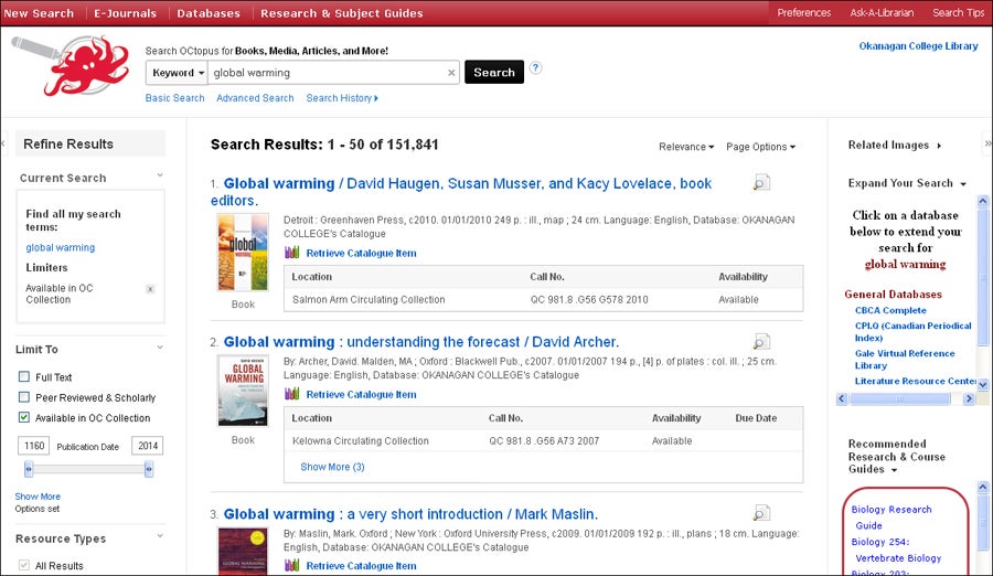 okanagan college roen results screenshot