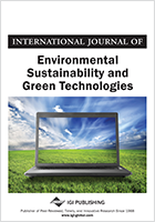 International Journal of Environmental Sustainability and Green Technologies Cover Image. The image is of a laptop placed on a field, the computer screen has a picture of the field.