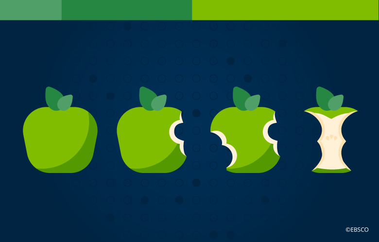 4 apples with bites taken out of them