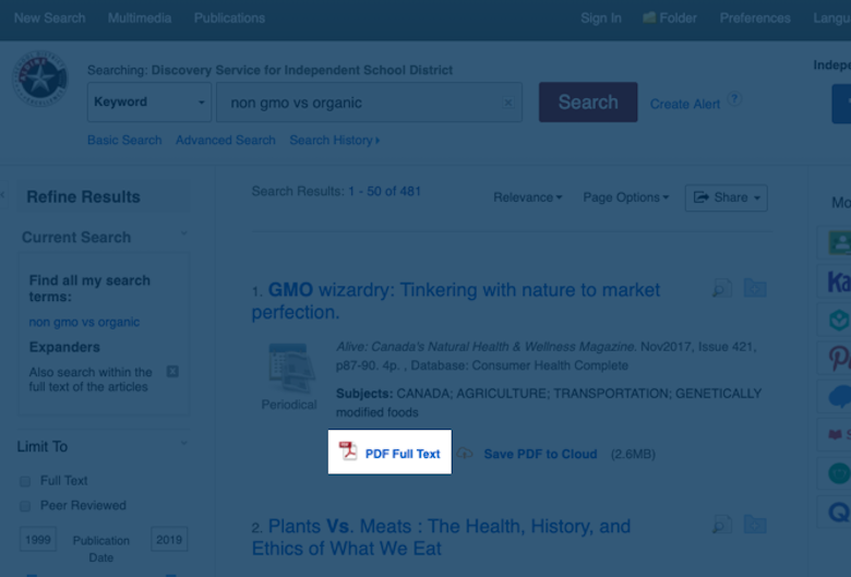 EBSCO Discovery Service - Public Libraries  EBSCO