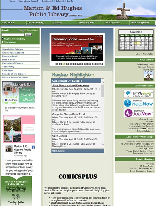 mariod ed hughes public library old website homepage