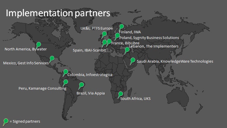 map with pins showing where implementation partners are located