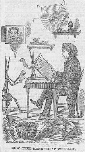18th century cartoon how they make cheap weeklies