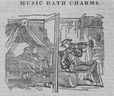 18th century cartoon of neighbor blowing horn