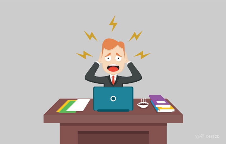 illustration of stressed out business person